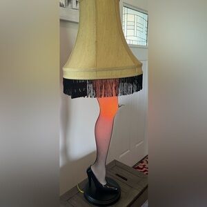 Fishnet Leg Lamp with Fringe Shade